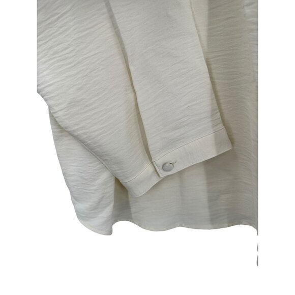 CJ Banks Women's Top Plus Size 3X Cream Long Sleeve V-Neck Career Business New - Picture 3 of 7